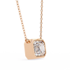Rose Gold Emerald Cut Diamond Bezel Solitaire Pendant