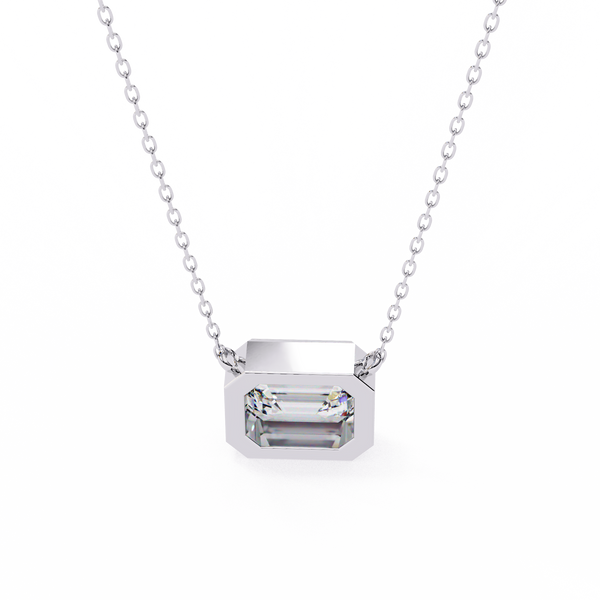 Emerald-Cut Bezel Solitaire Pendant