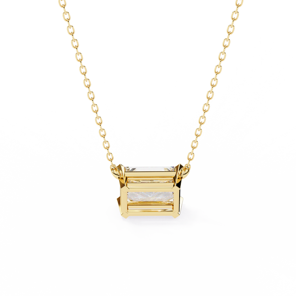 Gold Radiant Cut Diamond East-West Solitaire Pendant
