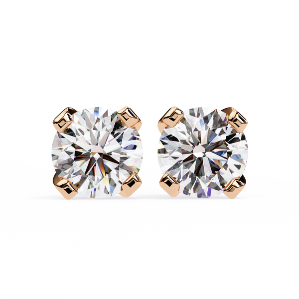 Round Brilliant-Cut Natural Diamond Stud Earrings