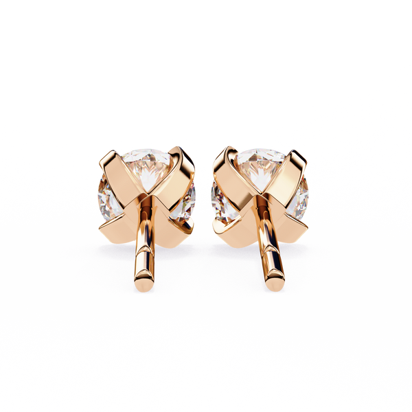 Round Brilliant-Cut Natural Diamond Stud Earrings
