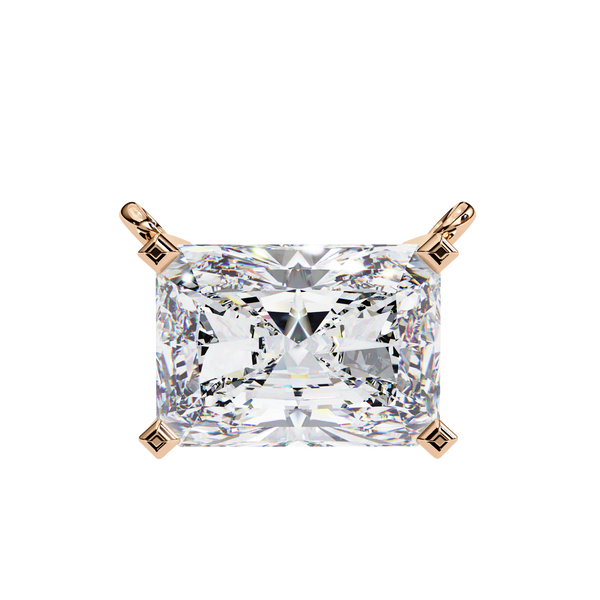 Rose Gold Radiant Cut Diamond East-West Solitaire Pendant