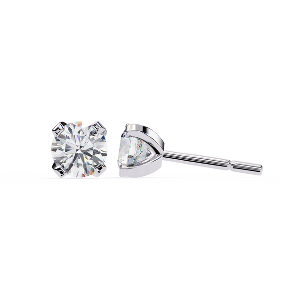 Round Brilliant-Cut Natural Diamond Stud Earrings