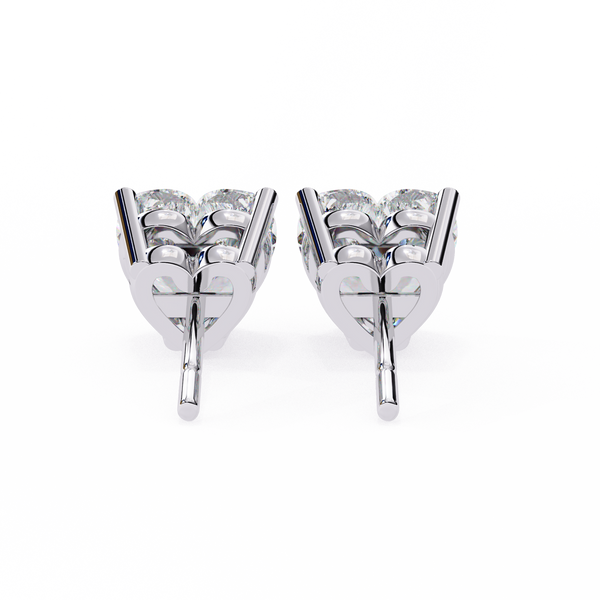 White Gold Heart-Cut Solitaire Diamond Stud Earrings