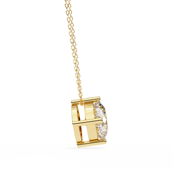 Gold Cushion Cut Diamond Floating Solitaire Pendant