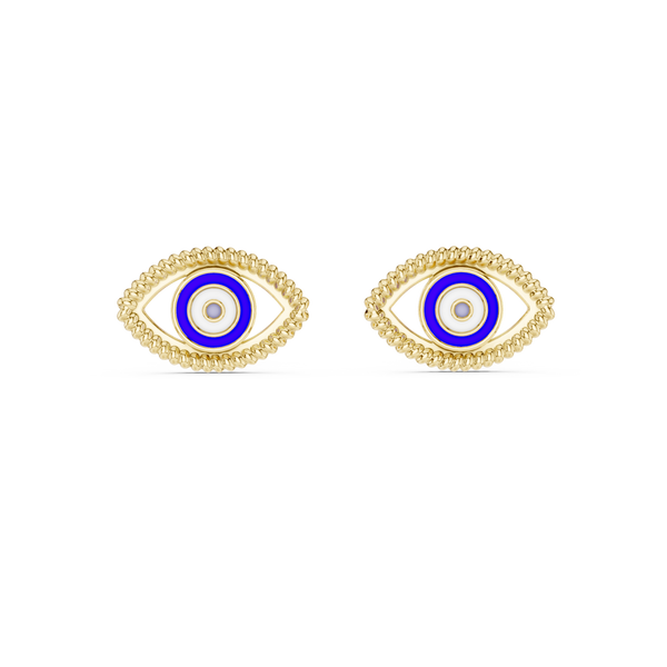 Nazar Evil Eye Enamel Gold Stud Earring