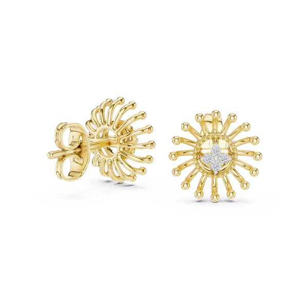 Solara Sunburst Diamond Stud Earring