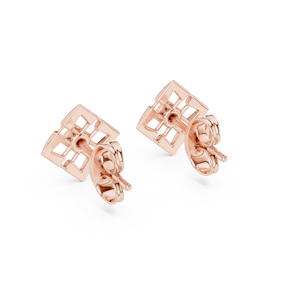 Nova Lattice Geometric Square Diamond Stud Earring