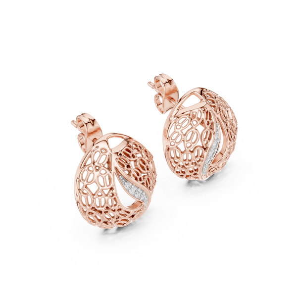 Mehndi Paisley Filigree Diamond Stud Earring