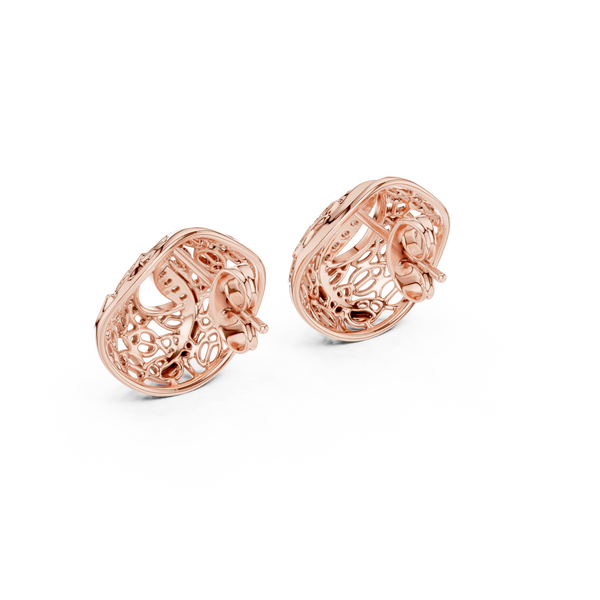 Mehndi Paisley Filigree Diamond Stud Earring