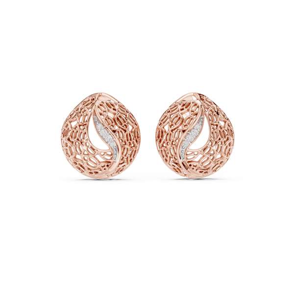 Mehndi Paisley Filigree Diamond Stud Earring