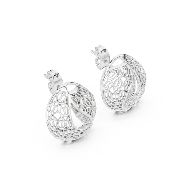 Mehndi Paisley Filigree Diamond Stud Earring