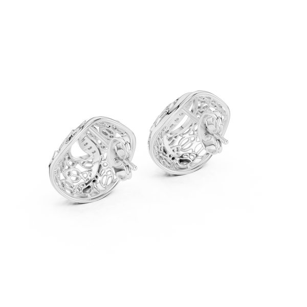 Mehndi Paisley Filigree Diamond Stud Earring
