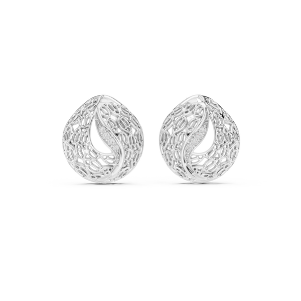 Mehndi Paisley Filigree Diamond Stud Earring