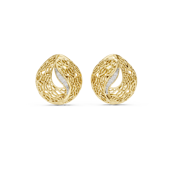 Mehndi Paisley Filigree Diamond Stud Earring