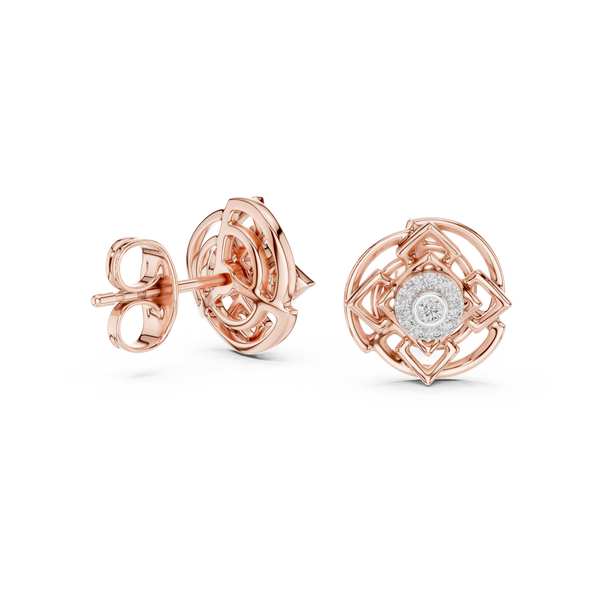 Mandala Halo Diamond Stud Earring