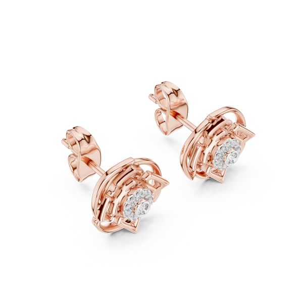 Mandala Halo Diamond Stud Earring