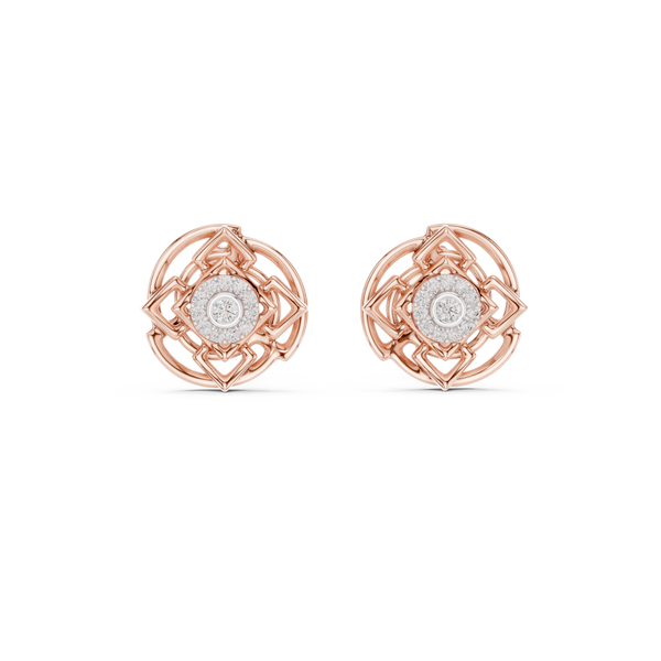 Mandala Halo Diamond Stud Earring