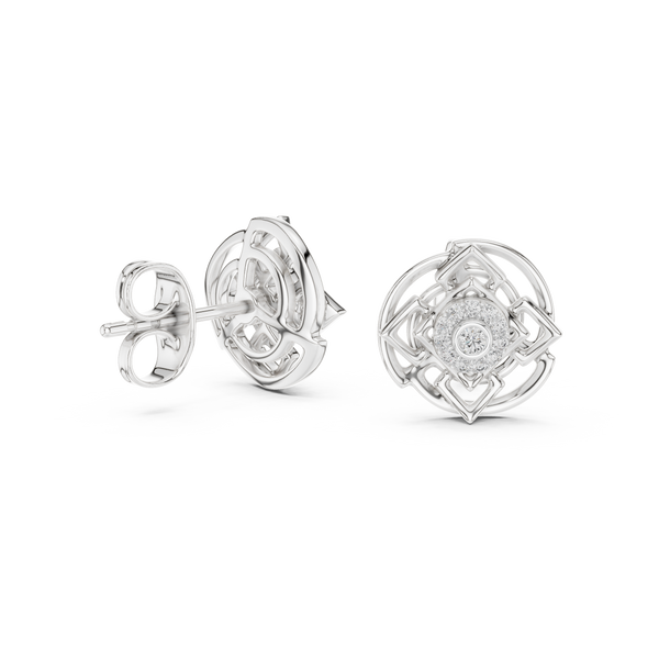 Mandala Halo Diamond Stud Earring