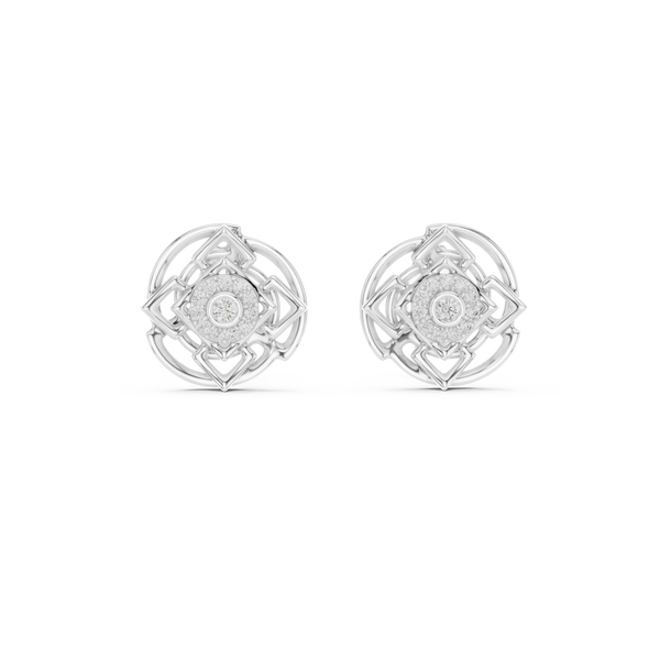 Mandala Halo Diamond Stud Earring