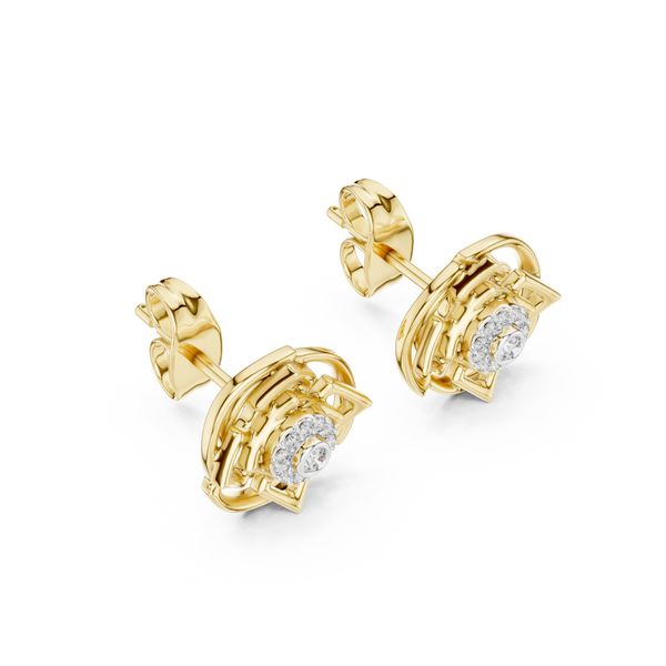 Mandala Halo Diamond Stud Earring