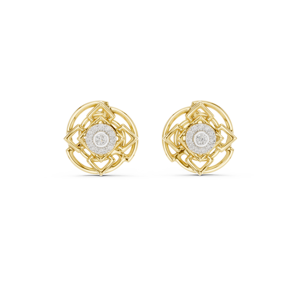 Mandala Halo Diamond Stud Earring