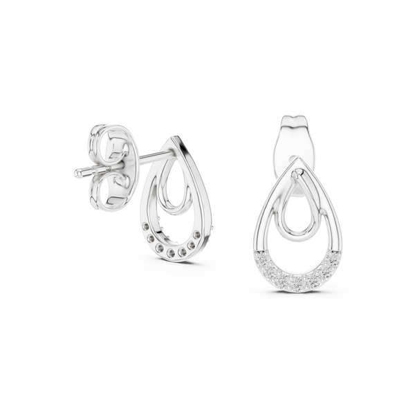 Lumière Double Teardrop Diamond Stud Earring