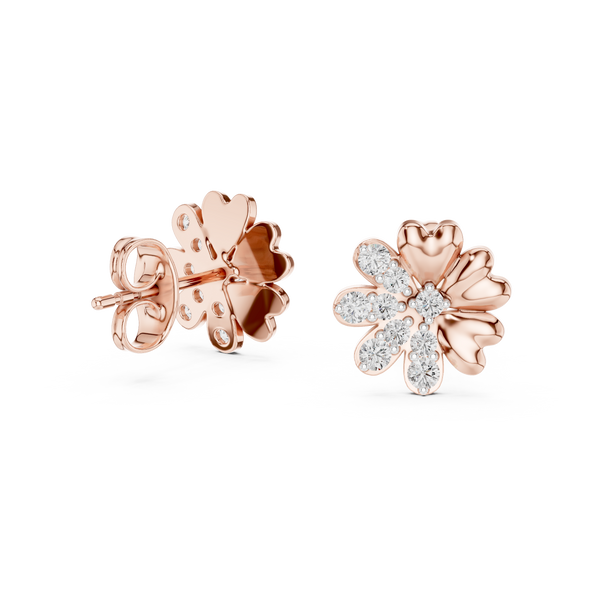 Clover Heart Diamond Stud Earring