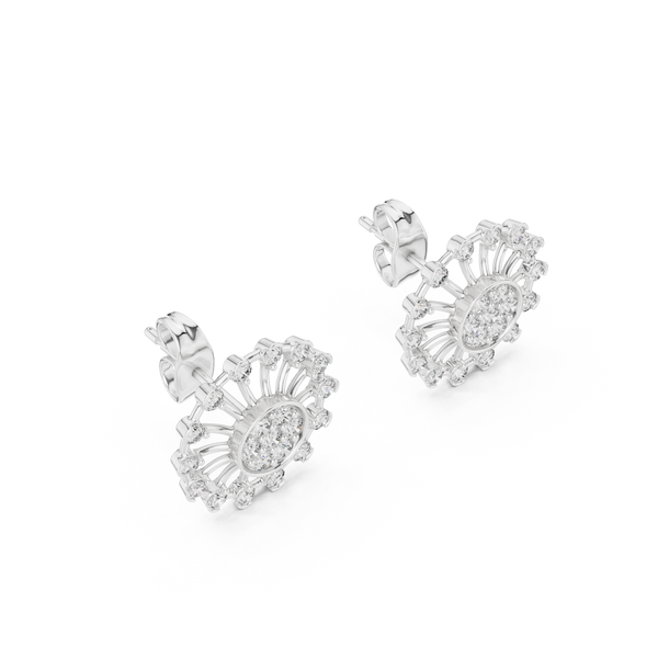 Solstice Spoke Halo Diamond Stud Earring