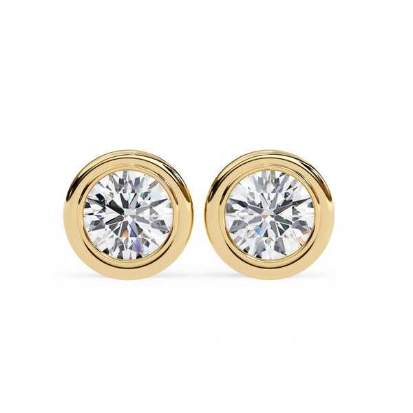 Elegant Round Natural Diamond Stud Earrings