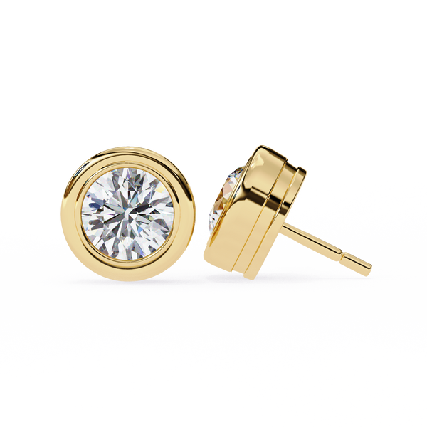 Elegant Round Natural Diamond Stud Earrings