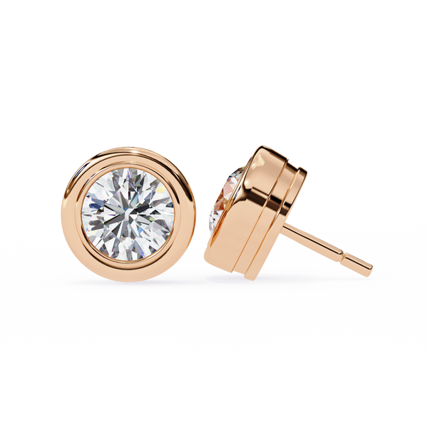 Elegant Round Natural Diamond Stud Earrings