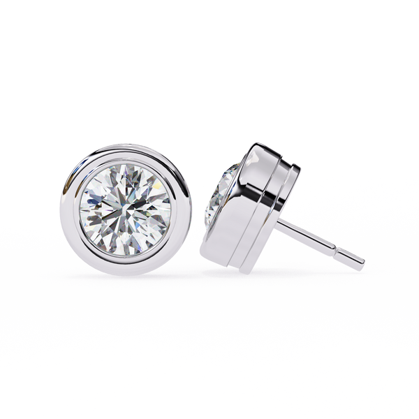 Elegant Round Natural Diamond Stud Earrings