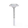 White Gold Emerald-Cut Diamond Halo Pavé Engagement Ring