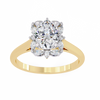 Yellow Gold Oval Cut Diamond Floral Halo Ring
