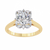 Yellow Gold Oval Cut Diamond Floral Halo Ring