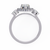 White Gold Oval Cut Diamond Halo Ring with Pear and Round Side Clusters