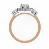 Rose Gold Oval Cut Diamond Halo Ring with Pear Side Stones
