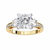 Yellow Gold Three Stone Cushion Cut Diamond Ring