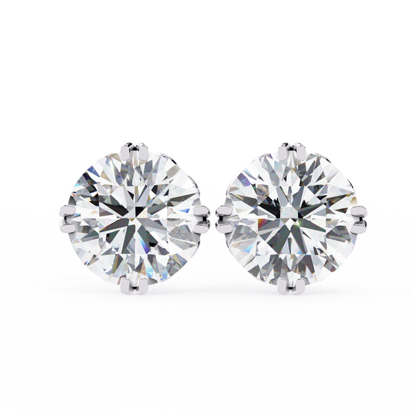 Round Cut Natural Diamond Stud Earrings