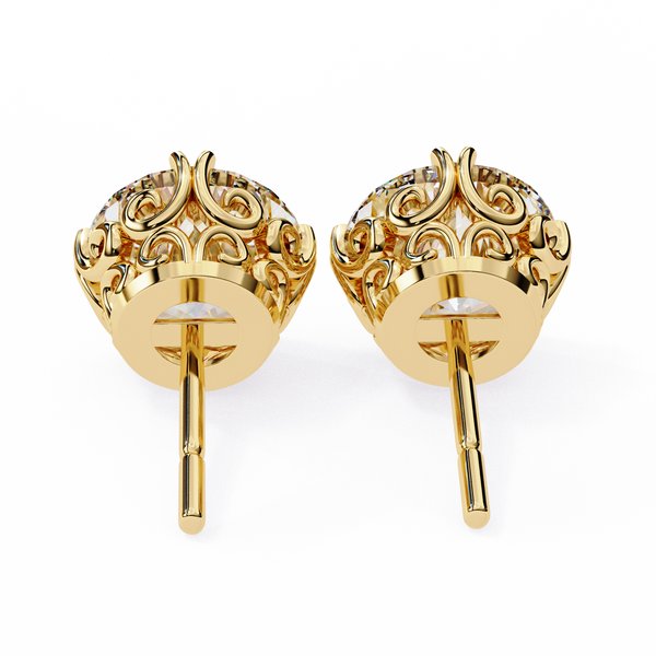 Round Cut Natural Diamond Stud Earrings