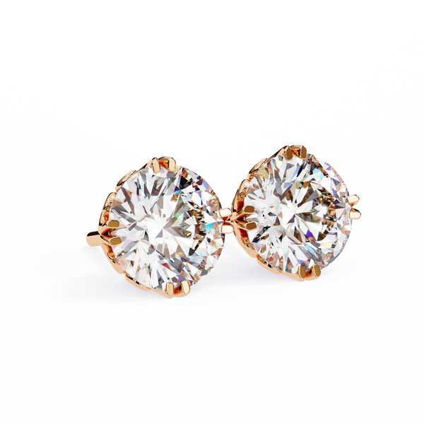 Round Cut Natural Diamond Stud Earrings
