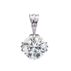 White Gold Double-Claw Round Brilliant Fluted Bail Pendant