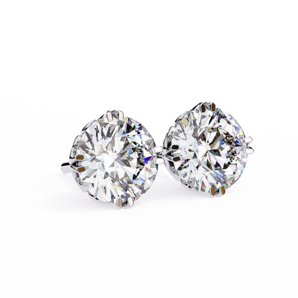 Round Cut Natural Diamond Stud Earrings