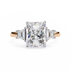 Rose Gold Radiant Cut Diamond Ring with Trillion Side Stones
