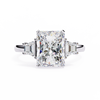 White Gold Three Stone Radiant Cut Diamond Ring with Trapezoid Sides
