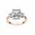 Rose Gold Radiant Cut Diamond Ring with Trillion Side Stones