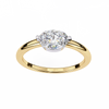 Yellow Gold Round Cut Diamond Solitaire Ring with East-West Two-Tone Setting