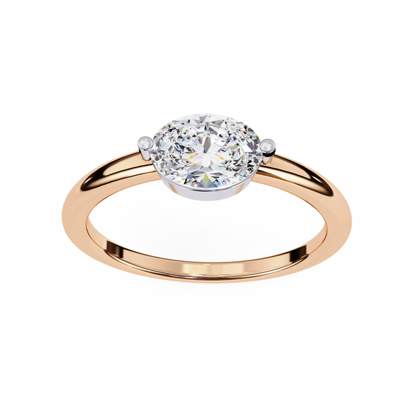 Rose Gold Round Cut Diamond Solitaire Ring with Two Prong Setting