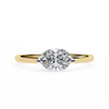 Yellow Gold Round Cut Diamond Solitaire Ring with East-West Two-Tone Setting